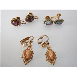 3 Sets Antique 12k Gold Filled Earrings