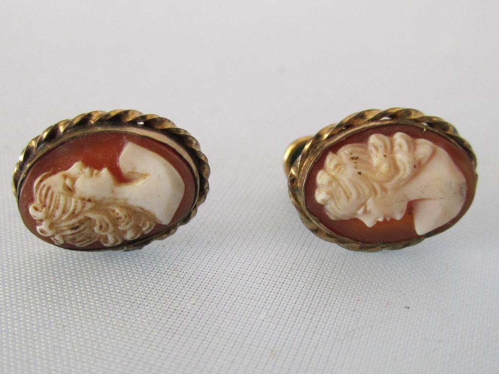 Antique 12k Gold Filled Cameo Earrings