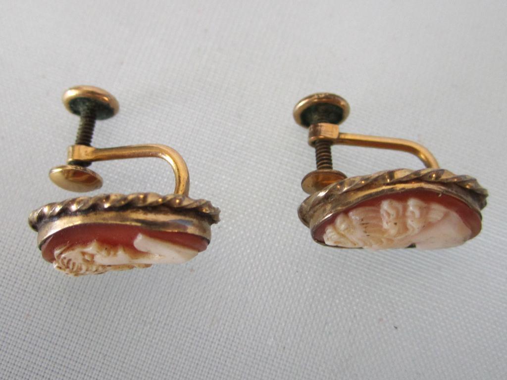 Antique 12k Gold Filled Cameo Earrings