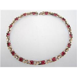 Vintage Ruby Necklace W/White Stones