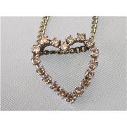 14k White Gold Heart Pendant&10k Chain W/Diamonds