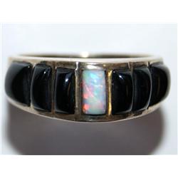 AAA  Australian Opal & Onyx Hand Made Ring