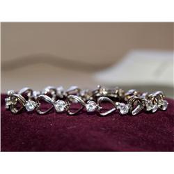 White Gemstone Heart Design Tennis Bracelet