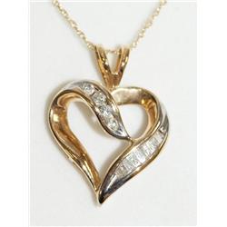 10kt Gold 0.50ctw Diamond Pendant & Chain