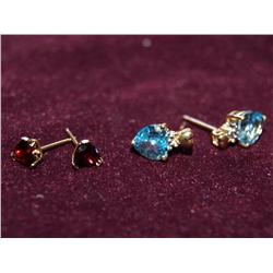 AAA Blue Topaz Earrings & Garnet Earrings