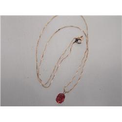 Sterling Silver Chain W/2ct Burmese Ruby Pendant