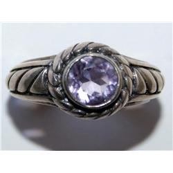 AAA Amethyst Vintage Round Hand Carved Ladies Ring