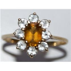 AAA Citrine & White Gemstone Ladies Ring