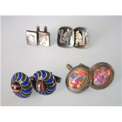 lot of 4 Sets Sterling Silver Cuff Links