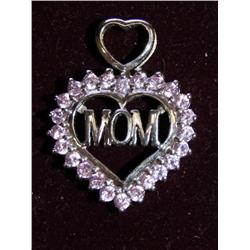 AAA Pink Gemstone Mom Heart Design Pendant