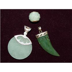 Bag Of 3 AAA  Apple Jade Hand Made Pendants