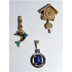 AAA Star Sapphire, Dolphin & kuku Clock Pendant (3