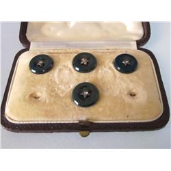 Lot of 4 Antique Bloodstone & Diamond Buttons