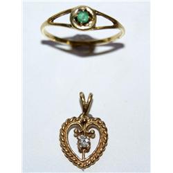 Diamonds Heart Pendant & Emerald Ladies Ring