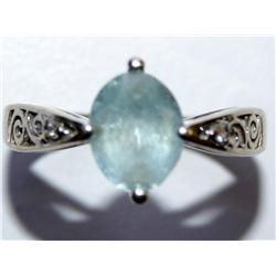 AAA Blue Topaz & Diamond Hand Made Ring