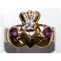 AAA Burmese Ruby & Diamond Claddagh Ladies Ring