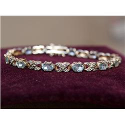 AAA Blue Topaz & White Gemstone Tennis Bracelet