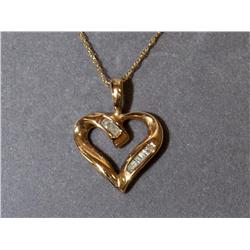 10kt Gold Pendant & Chain W/ 0.24ctw Diamonds