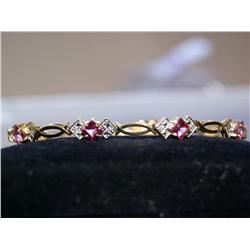 AAA Pink Sapphire & Diamond Tennis Bracelet