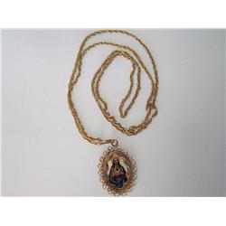 14k Gold Religious Pendant & Chain