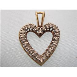 14k Gold Diamond Heart Pendant