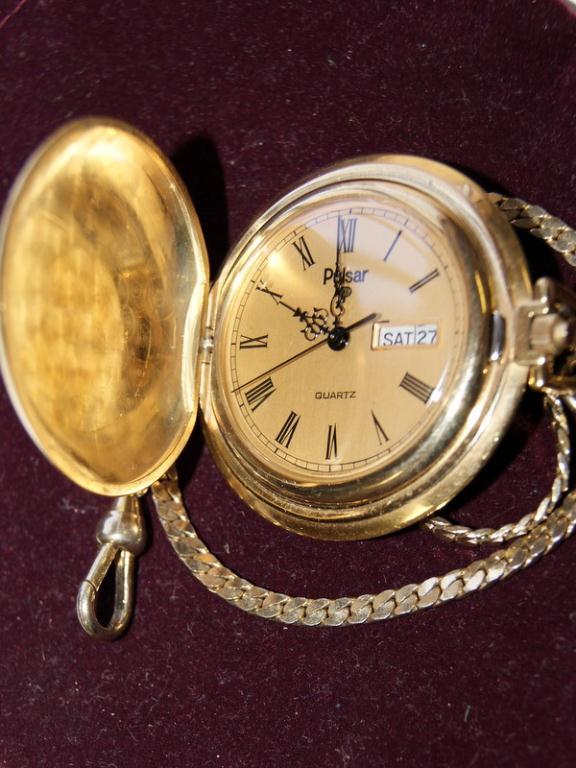 Pulsar Hand Engraved Quartz Pocket Watch