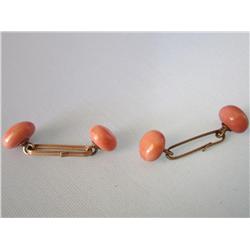 Vintage Rose Gold & Coral Cufflinks