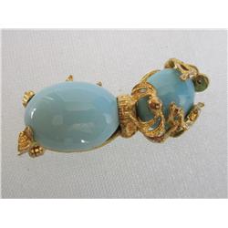 18k Gold & Turquoise Stone Pin/Brooch