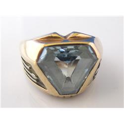 10K Gold Ring W/Large Aqua Stone