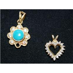 Diamonds Heart Pendant & Turquoise Pendant