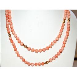 Coral & Gold Beads Hand Made Necklace