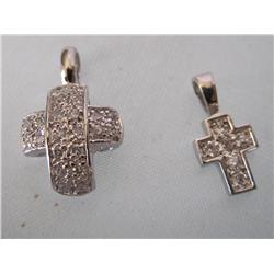 Set of 2 Sterling Silver & CZ Pendants