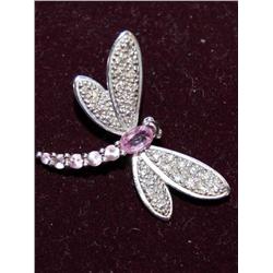 AAA Pink Sapphire & Diamond Dragonfly