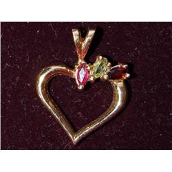 AAA Ruby, Peridot & Garnet Heart Design Pendant