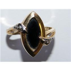 Onyx & Diamond Hand Made Ladies Ring
