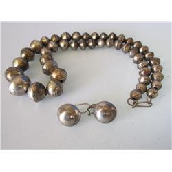 Sterling Silver Bead Necklace & Earrings