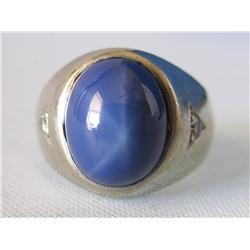 14t White Gold Ring W/Blue Star Sapphire 8.7gr