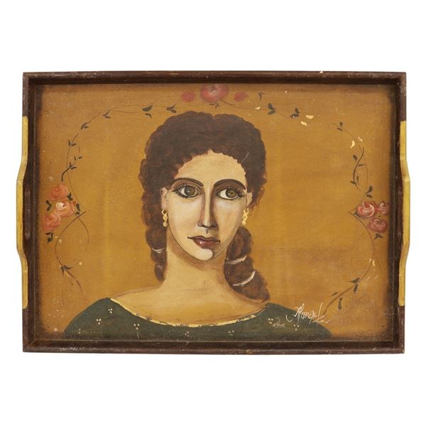 Hand Painted Portrait Wooden Serving Tray