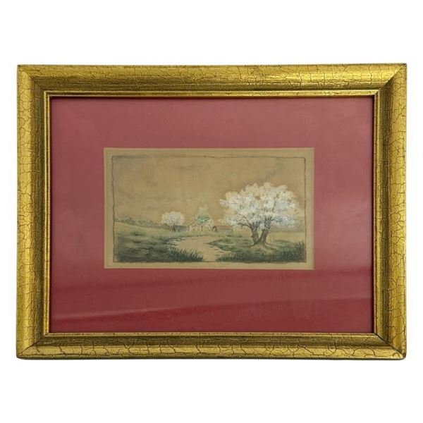 Pastoral Landscape Watercolor Painting