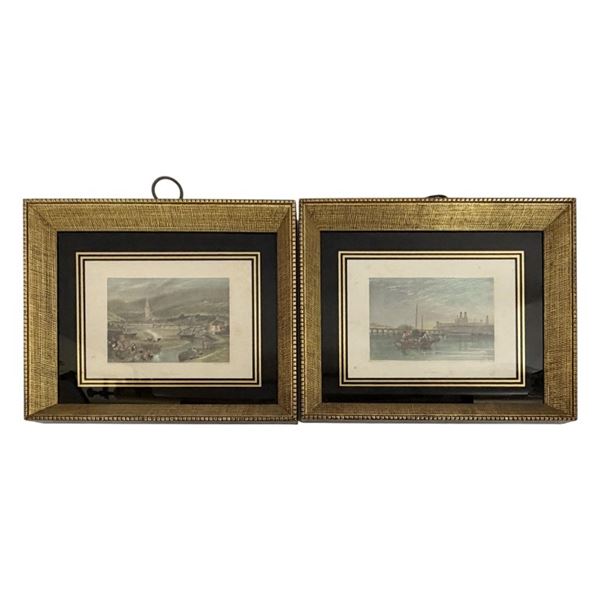 Pair of French Riverside Steel Engravings