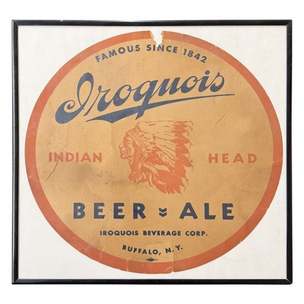 Iroquois Indian Head Beer Ale NY Advertising Sign
