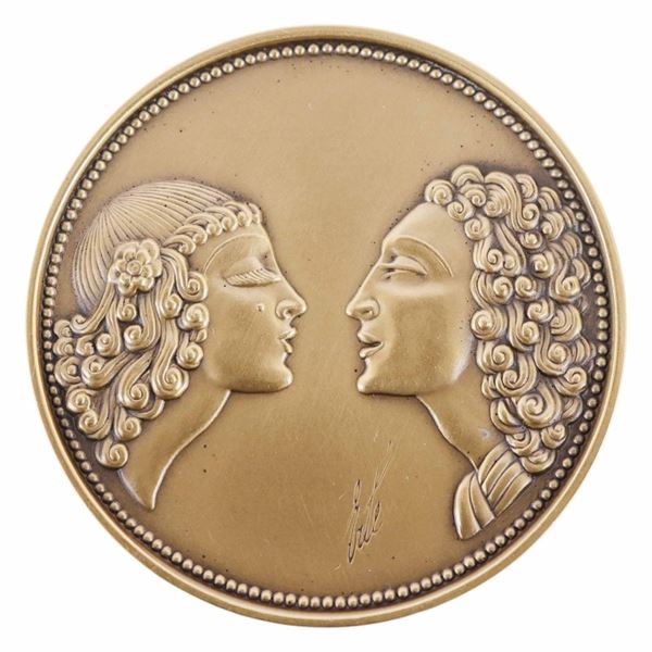 Erte 'The Kiss' Bronze Medallion 69/1500