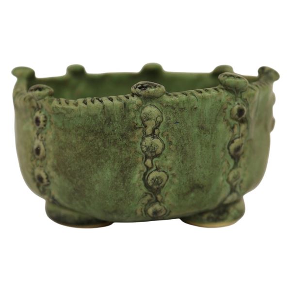 Studio Pottery Organic Green Ceramic Planter Bowl