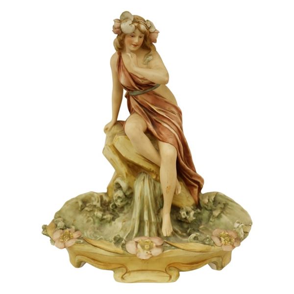 Royal Dux Art Nouveau Figural Spill Vase