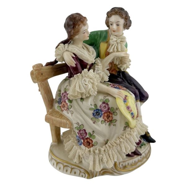 Volkstedt Dresden Lace Courting Couple