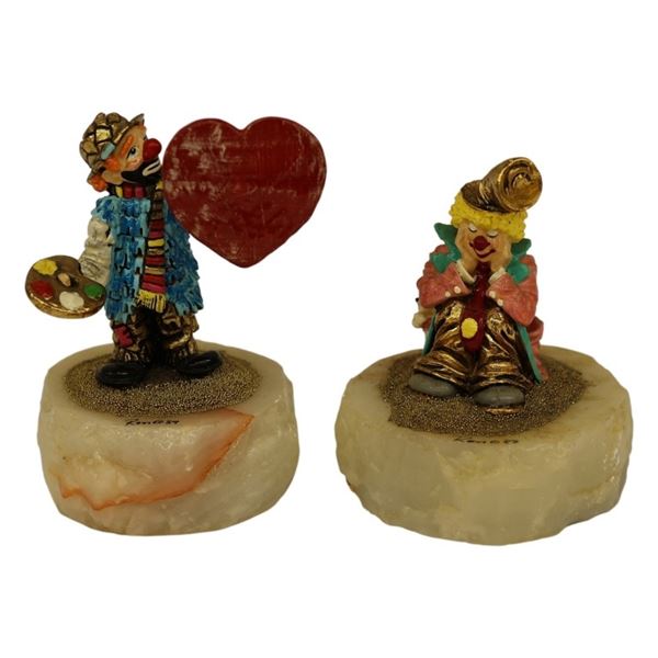 Pair of Ron Lee Whimsical Clown Figurines
