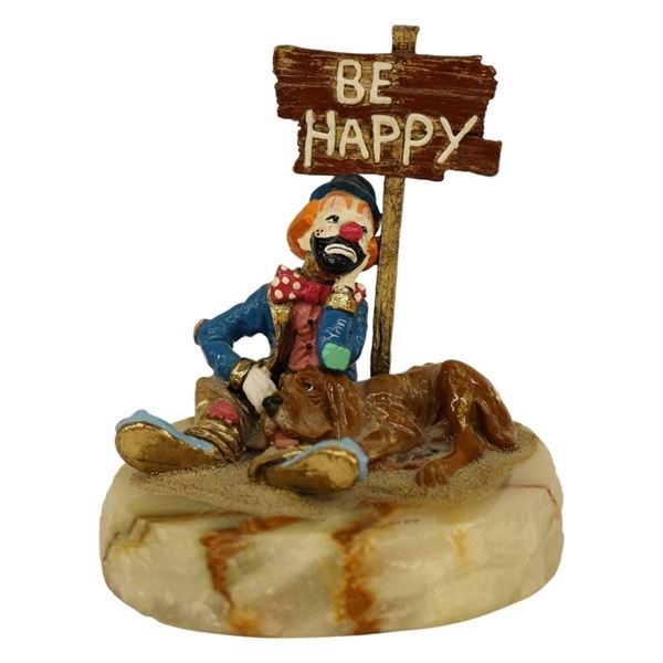Ron Lee Be Happy Clown and Dog Sculpture