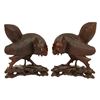 Image 1 : Chinese Hand-Carved Boxwood Rooster Sculptures