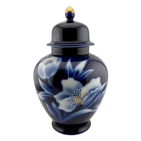 Japanese Cobalt Blue Porcelain Lidded Ginger Jar
