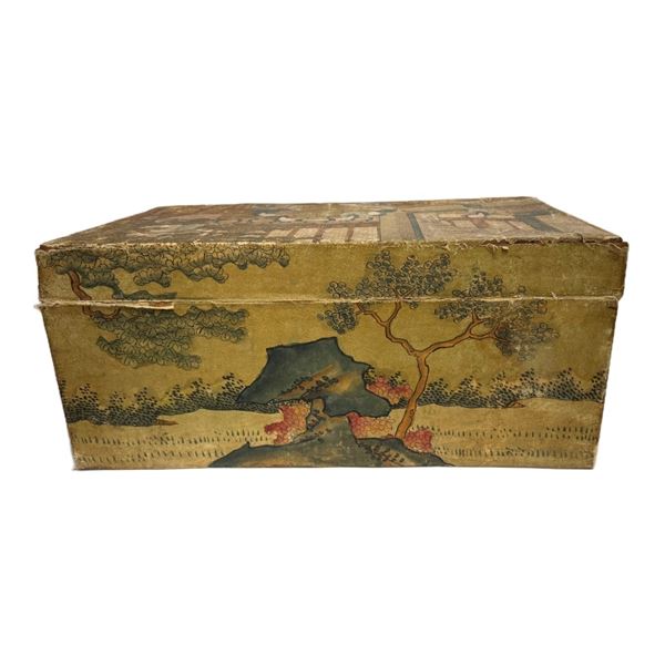 Chinese Gold Chinoiserie Pigskin Leather Chest